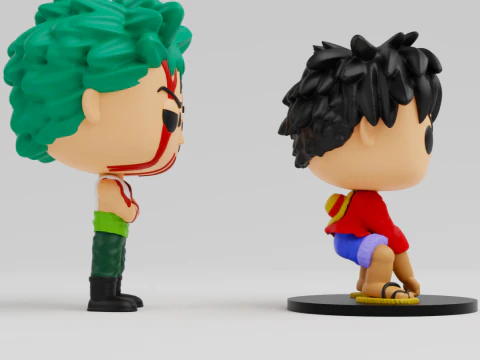 Luffy and Zoro funko models from the anime one piece 3D Print Model