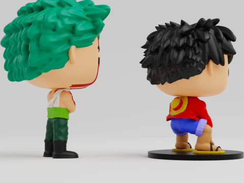 Luffy and Zoro funko models from the anime one piece 3D Print Model