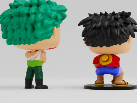 Luffy and Zoro funko models from the anime one piece 3D Print Model