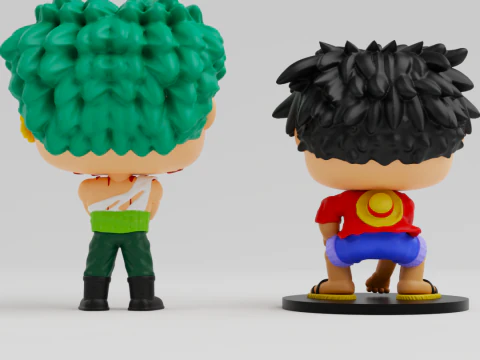 Luffy and Zoro funko models from the anime one piece 3D Print Model