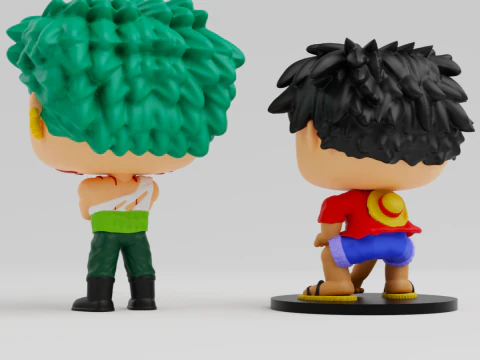 Luffy and Zoro funko models from the anime one piece 3D Print Model
