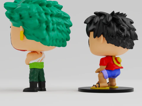 Luffy and Zoro funko models from the anime one piece 3D Print Model
