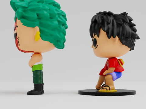 Luffy and Zoro funko models from the anime one piece 3D Print Model