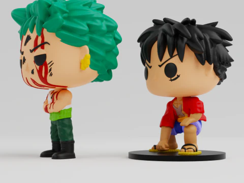 Luffy and Zoro funko models from the anime one piece 3D Print Model