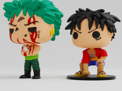 Luffy and Zoro funko models from the anime one piece 3D Print Model