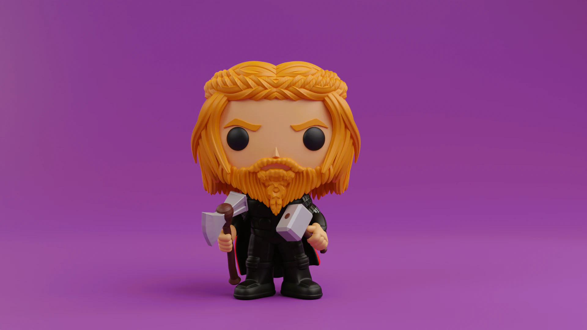 Thor funko pop with Hammer Stormbreaker 3D Print Model .c4d .max .obj .3ds .fbx .stl .blend