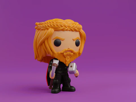 Thor funko pop with Hammer Stormbreaker 3D Print Model