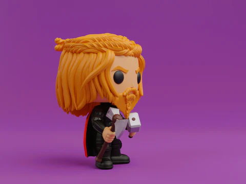 Thor funko pop with Hammer Stormbreaker 3D Print Model