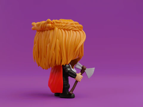 Thor funko pop with Hammer Stormbreaker 3D Print Model