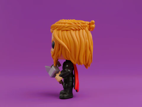 Thor funko pop with Hammer Stormbreaker 3D Print Model