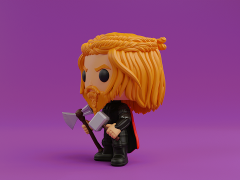 Thor funko pop with Hammer Stormbreaker 3D-Druckmodell