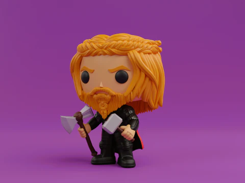 Thor funko pop with Hammer Stormbreaker 3D Print Model