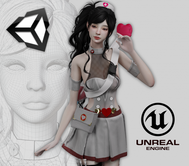 Nurse - Game Ready 3D Модель .c4d .max .obj .3ds .fbx .stl .blend 