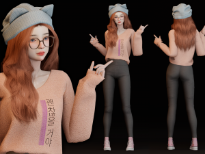 Realistic Girl - Game Ready Modelo 3D