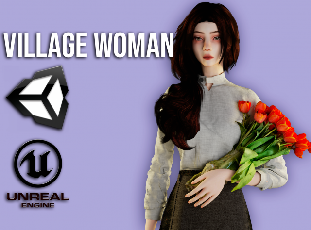 Village Woman - 3D Character 3D Модель .c4d .max .obj .3ds .fbx .stl .blend 
