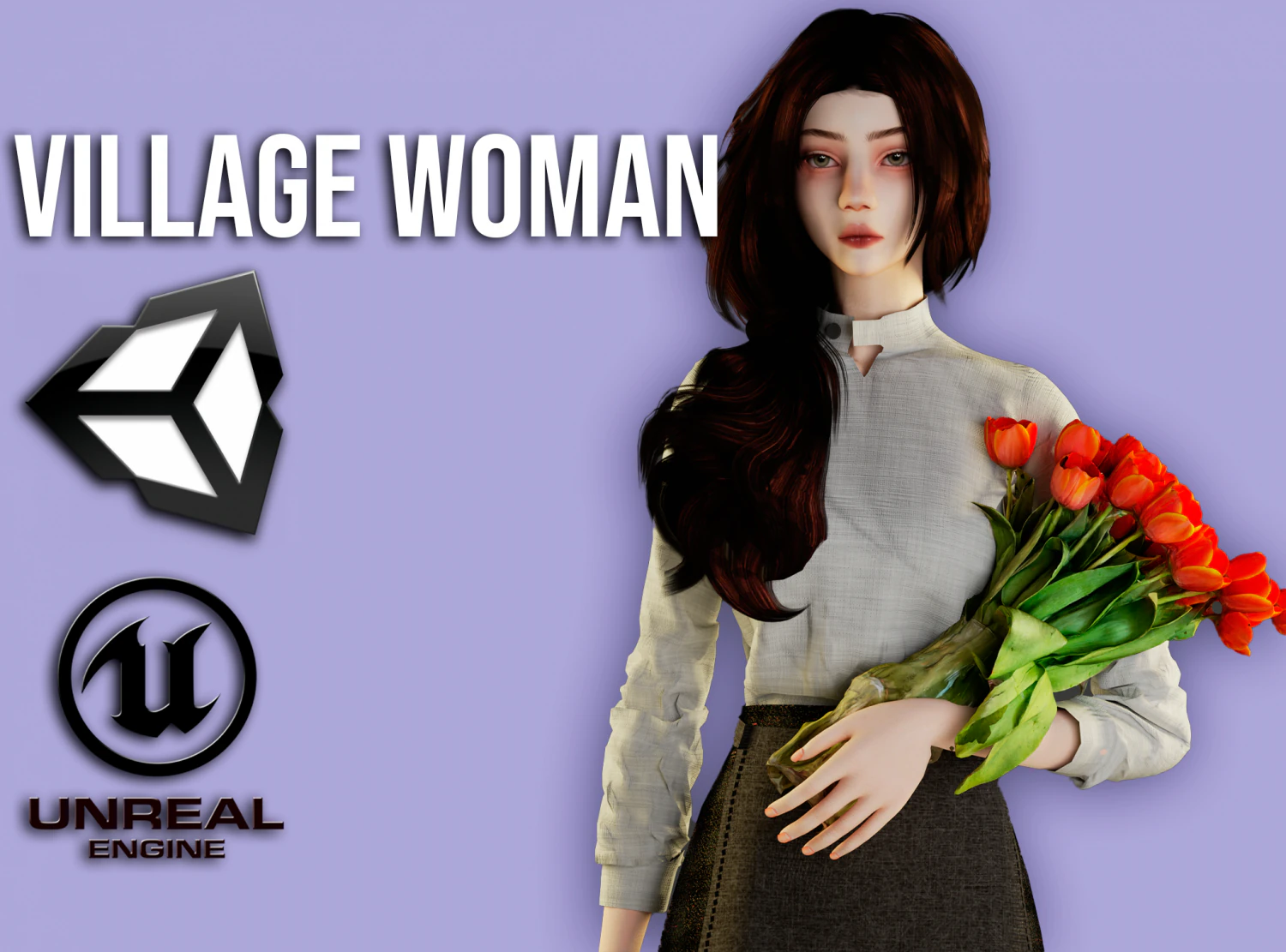 Village Woman - 3D Character 3D Model .c4d .max .obj .3ds .fbx .stl .blend