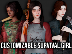 Customizable Survival Girl pack - GamerReady 3D Модель