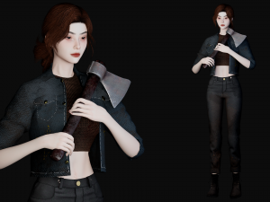 Customizable Survival Girl pack - GamerReady 3D Модель