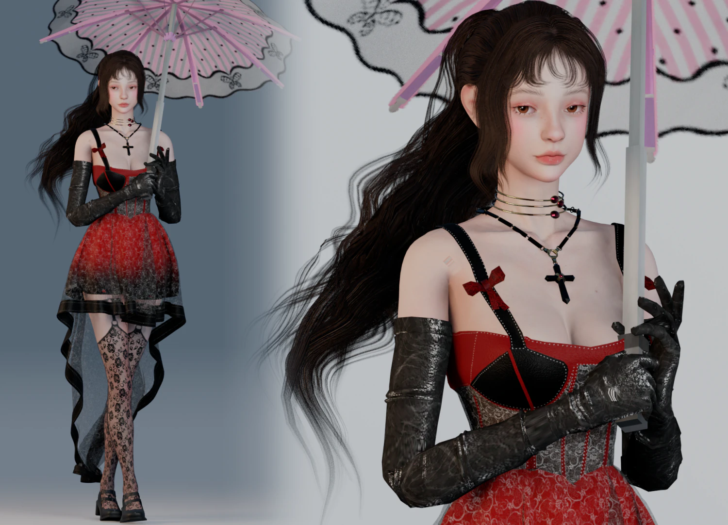 Vampire Girl - GameReady 3D Model .c4d .max .obj .3ds .fbx .stl .blend