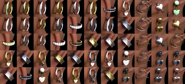 M3D Stone Jewelry Earring Pack for Genesis 9 - 2023 CG テクスチャ .c4d .max .obj .3ds .fbx .stl .blend 