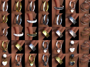 M3D-Steinschmuck-Ohrringpaket f&uuml;r Genesis 9 &ndash; 2023 CG Texturen