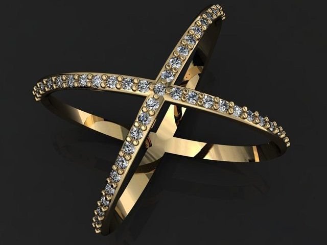 Gold X shaped ring 3D in 3DExport
