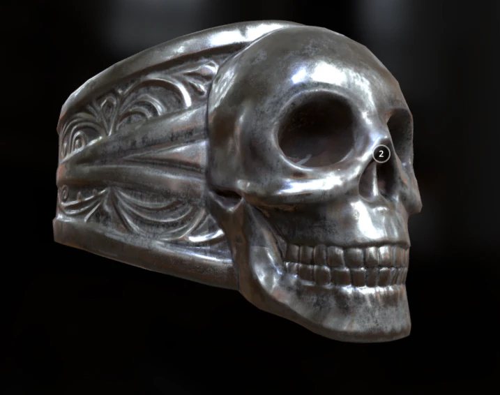 Skull ring silver 3D Print Model .c4d .max .obj .3ds .fbx .stl .blend 