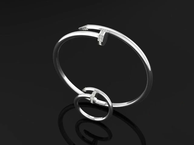 3D-model Bracelet and ring of white metal-3D printing 3D Print Model .c4d .max .obj .3ds .fbx .stl .blend 