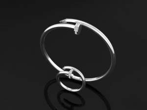3D-model Bracelet and ring of white metal-3D printing 3D Print Model