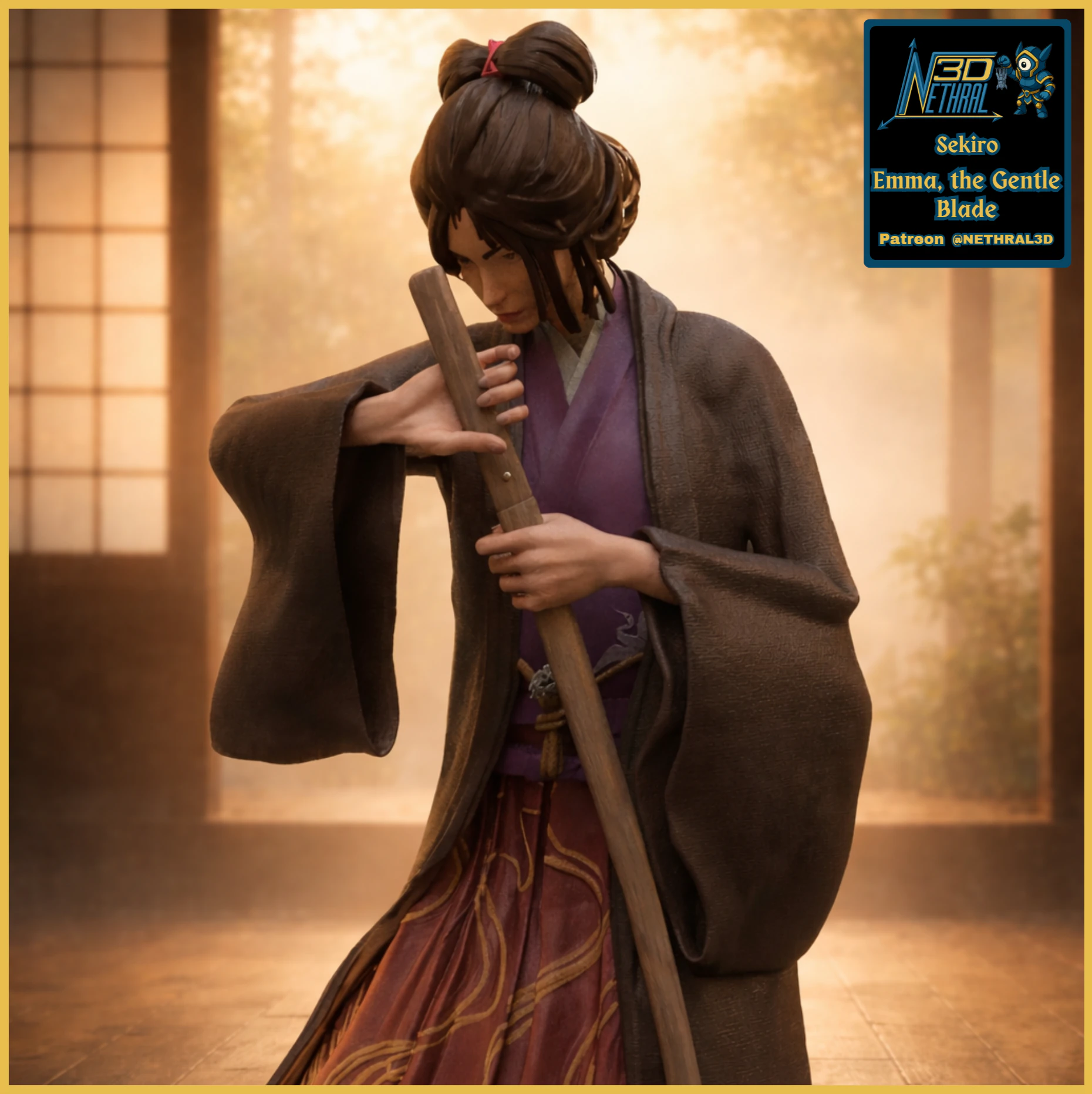 Sekiro Emma the Gentle Blade 3D Print Model .c4d .max .obj .3ds .fbx .stl .blend 