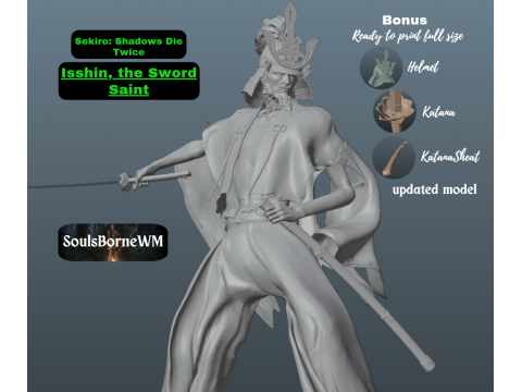 Sekiro Isshin the Sword Saint V3 Fully updated model 3Dプリントモデル