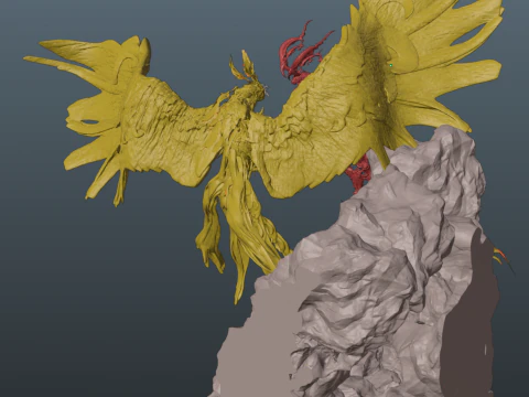 Final Fantasy XVI Ifrit vs Phoenix Diorama Two versions 3D Print Model