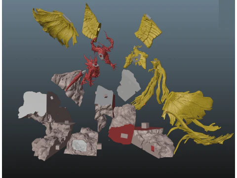 Final Fantasy XVI Ifrit vs Phoenix Diorama Two versions 3D Print Model