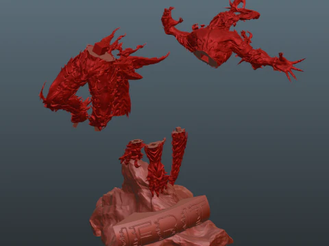 Final Fantasy XVI Ifrit vs Phoenix Diorama Two versions 3D Print Model