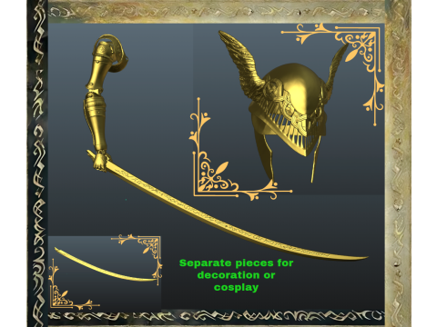 Malenia Helmet with Prosthetic and Katana Modello di stampa 3D
