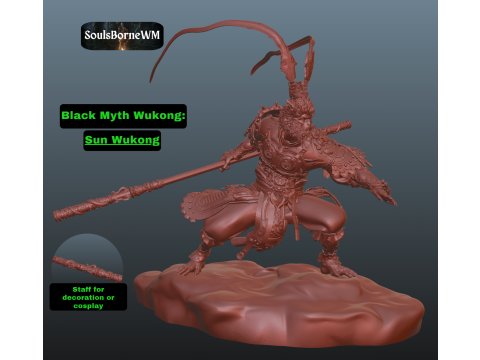 Black Myth Wukong cloud Bonus Wukong Staff and Mug 3Dプリントモデル