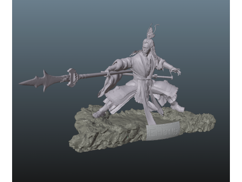 Erlang - Black Myth Wukong Stl With Dog 3D Print Model