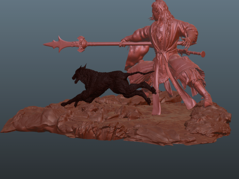 Erlang - Black Myth Wukong Stl With Dog 3D Print Model