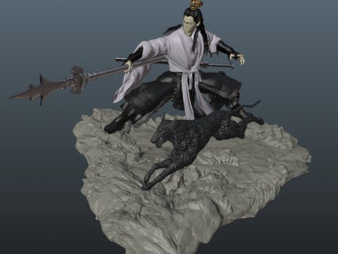 Erlang - Black Myth Wukong Stl With Dog 3D Print Model