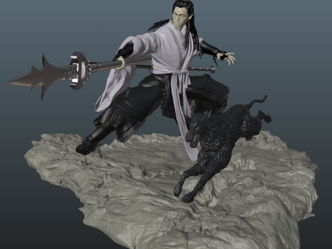 Erlang - Black Myth Wukong Stl With Dog 3D Print Model