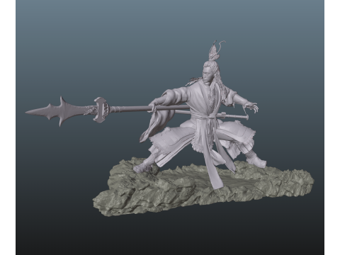 Erlang - Black Myth Wukong Stl With Dog 3D Print Model