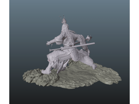 Erlang - Black Myth Wukong Stl With Dog 3D Print Model