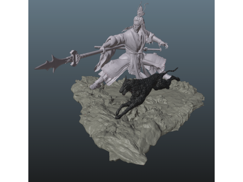 Erlang - Black Myth Wukong Stl With Dog 3D Print Model