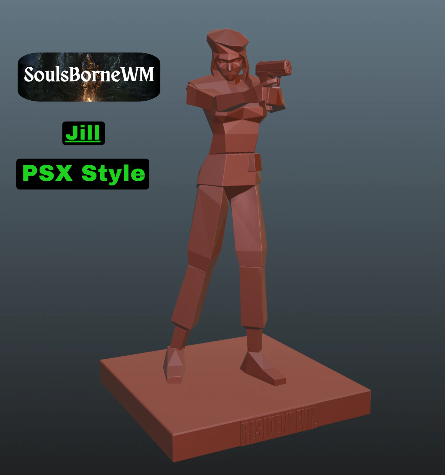 Jill Valentine RE1 PSX Style 3D Print Model .c4d .max .obj .3ds .fbx .stl .blend 