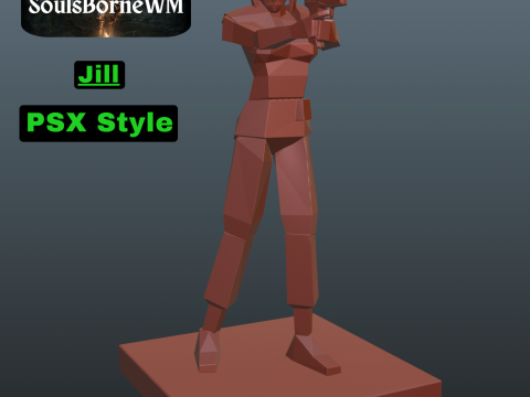 Jill Valentine RE1 PSX Style 3Dプリントモデル
