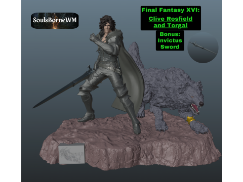 Final Fantasy XVI Clive and Torgal Bundle 3D Print Model