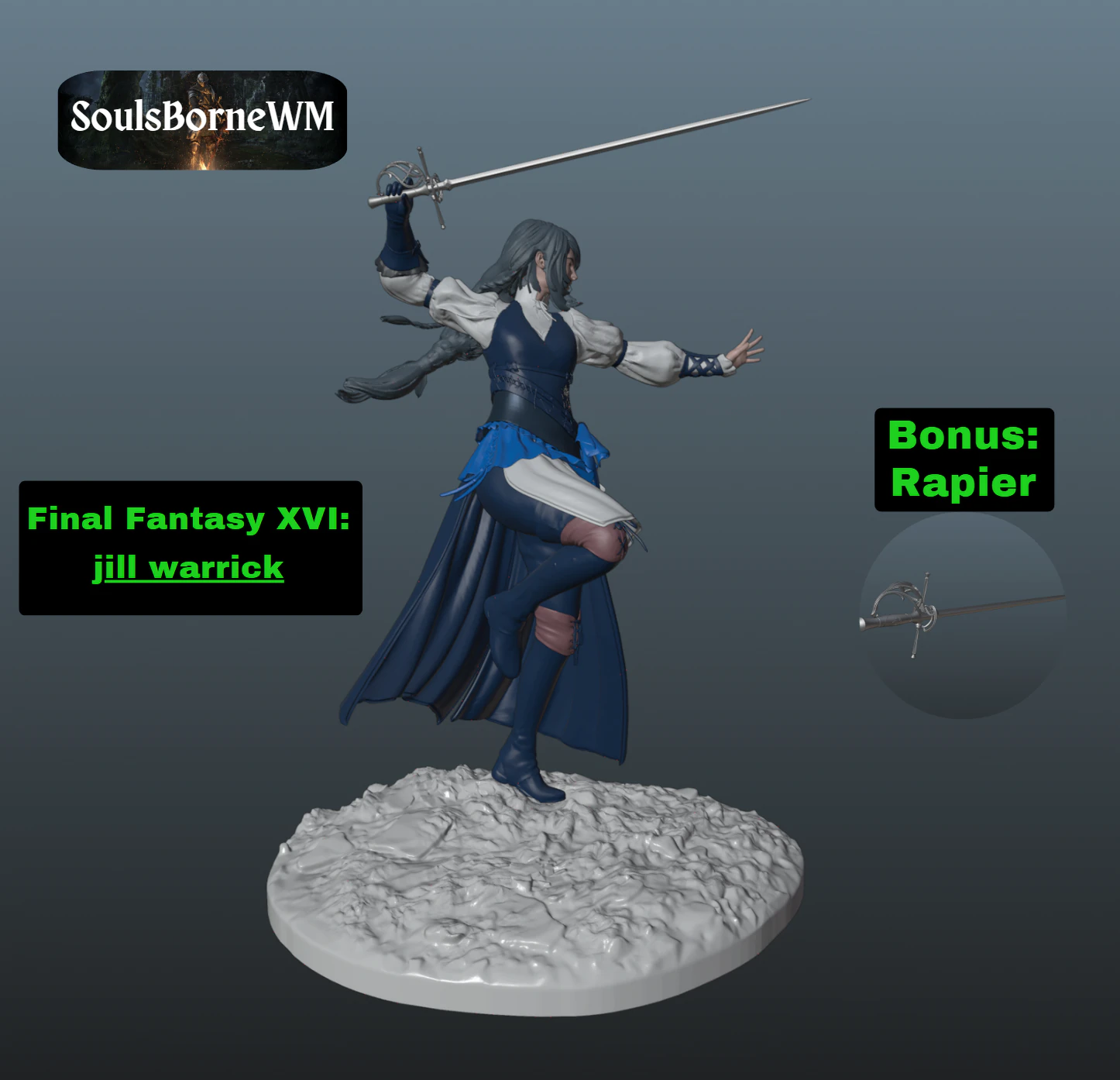 Final Fantasy 16 Jill Warrick 3D Print Model .c4d .max .obj .3ds .fbx .stl .blend 