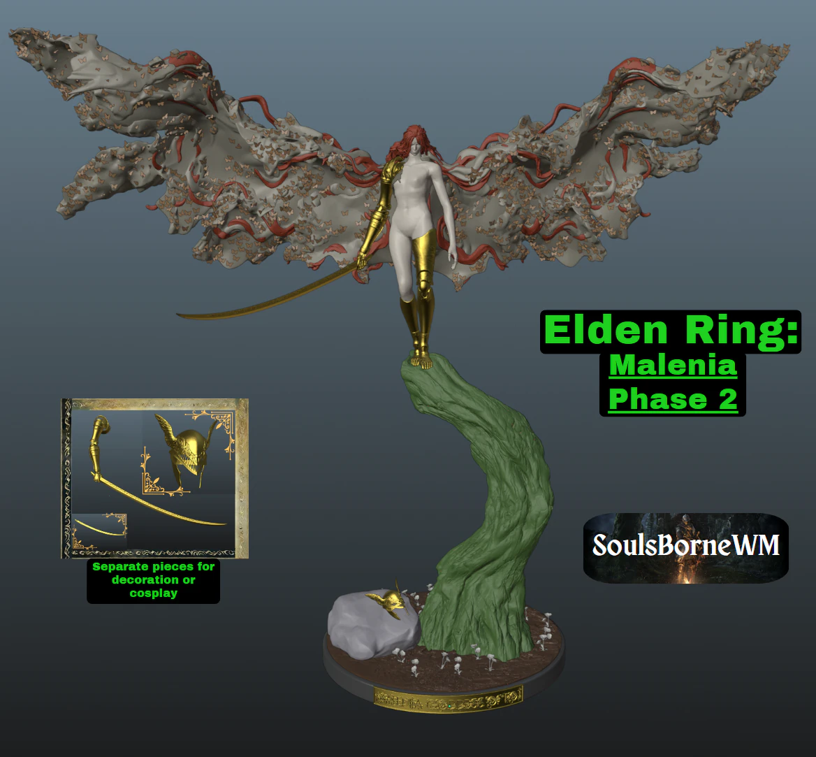 Elden Ring Malenia Phase 2 3D Print Model .c4d .max .obj .3ds .fbx .stl .blend 