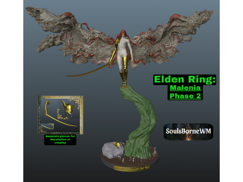 Elden Ring Malenia Phase 2 3Dプリントモデル