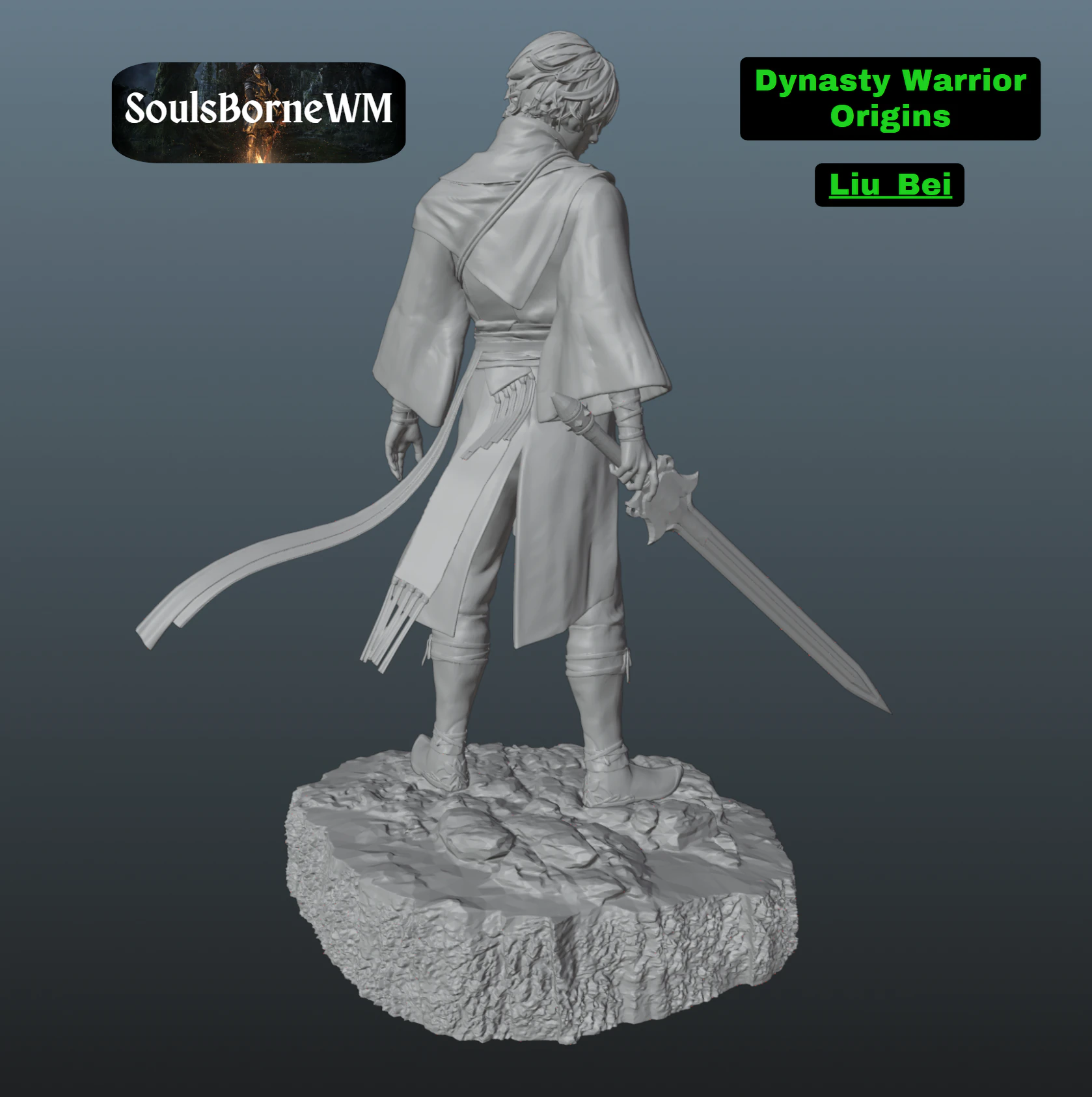 Dynasty Warrior Origins Liu Bei 3D Print Model .c4d .max .obj .3ds .fbx .stl .blend